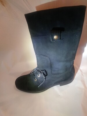 gabbana mens black suede leather tall boots 44 eu 11 US made  display picture 1