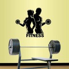 Vinyl Decal Fitness Logo Man Woman Dumbbells Sports Gym Workout Wall Sticker 810