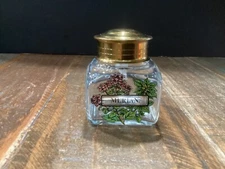 Holmegaard of Copenhagen Denmark Glass herb Jar brass top merian