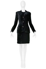 VINTAGE VERSACE BLACK VELVET DRESS & BLAZER ENSEMBLE