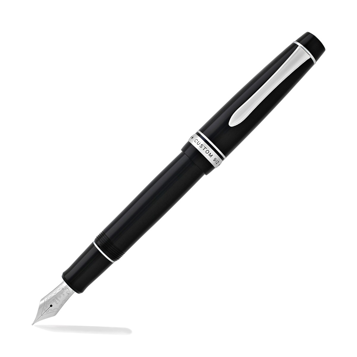 Pilot Custom 912 Fountain Pen in Black/Rhodium - 14K Gold FA Nib