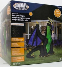 Halloween Gemmy 8.9 ft Projection Fire Ice Red Eyed Dragon Inflatable