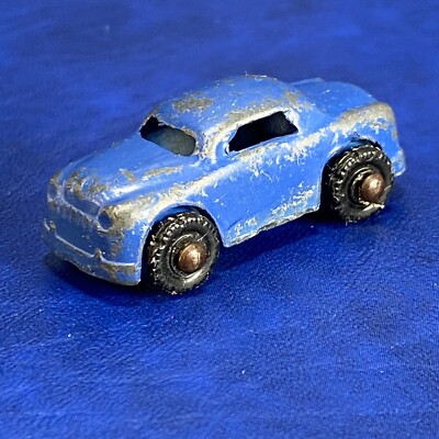 Vintage Unbranded Open Bottom Diecast Mini Toy Car Blue 1940s Design Vehicle