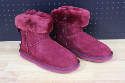 Lamo Water and Stain Resistant Suede Short Boots-Adele-Burgundy-9M-NEW-A380588