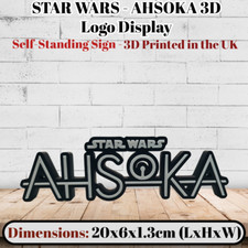 Decorative Self-Standing STAR WARS AHSOKA 3D Printed Logo Sign, for Shelf, Desks