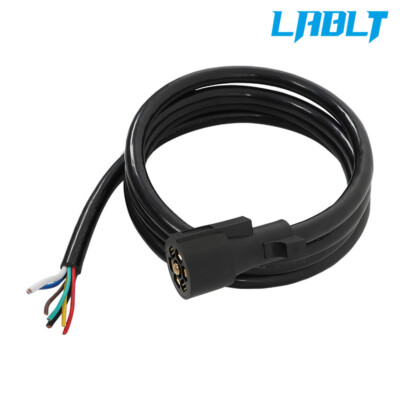 CARROFIX Replacement 7-Way RV Style Connector with Molded Cable Cord 6FT Long - Trailer End 7 Blade Trailer Wiring Harness 10-14AWG
