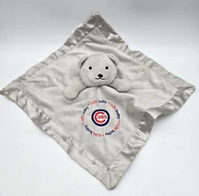 Chicago Cubs Lovey Security Blanket Grey Plush Bear Satin Back by Baby Fanatic