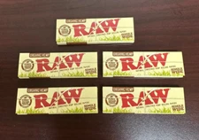 RAW Organic SINGLE WIDE Single Feed  Rolling Papers~5 Packs~NEW