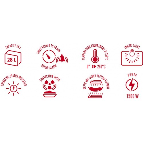 Horno Eléctrico Convección 28 L, Sobremesa, Temporizador, Ajuste Temperatura - Imagen 6 de 9
