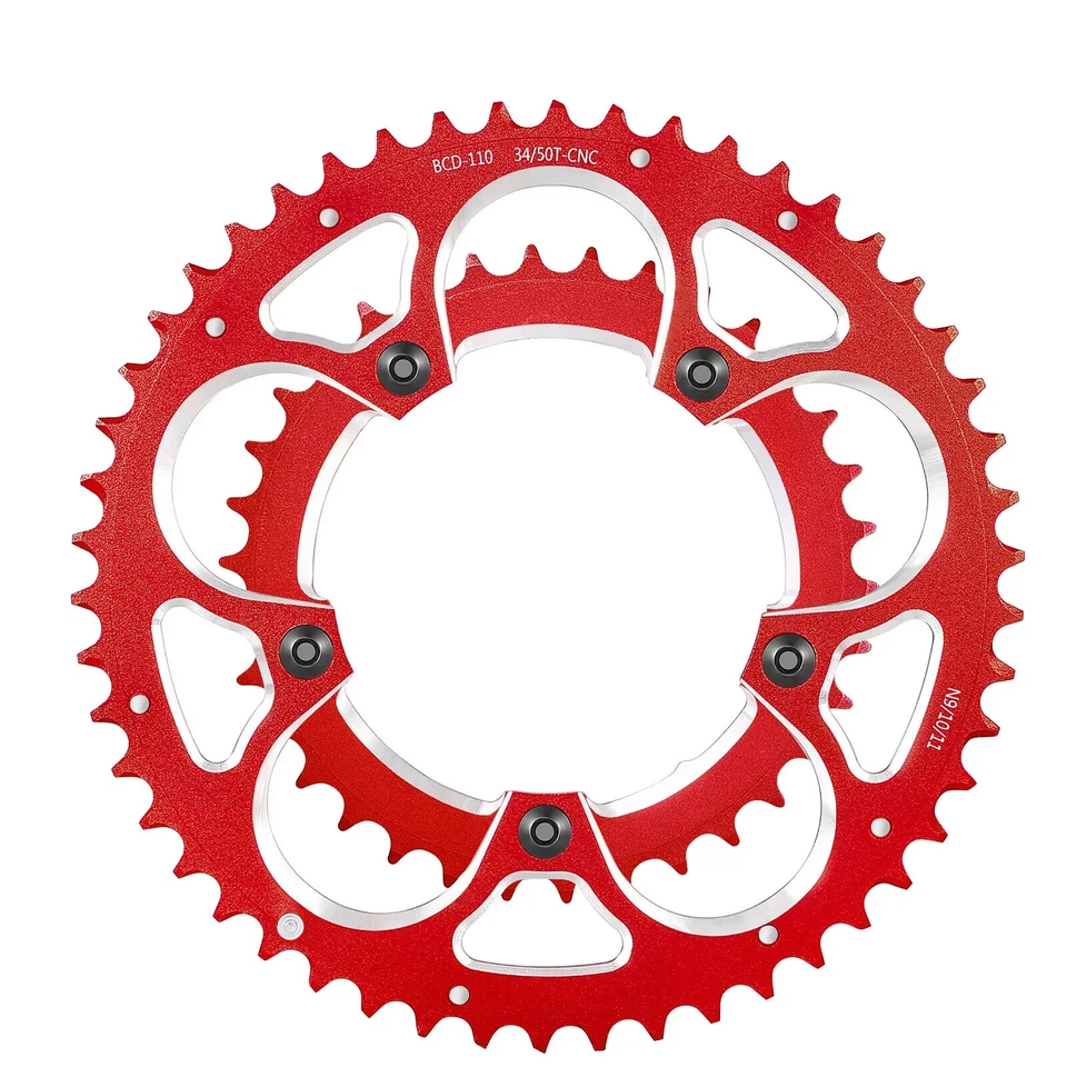 Plato de bicicleta de carretera WEST BIKING CNC 110BCD 34T 50T placa de dientes 8/9/10/11 velocidades Foto 2 de 4