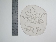 vtg 1960s 1970s Tattoo Flash acetate stencil Cross and Rose signed TX