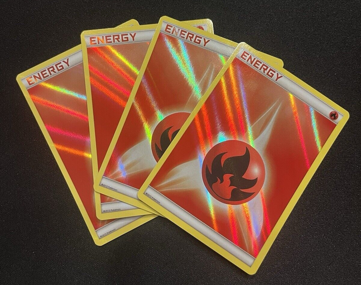 NM/ Mint! Pokemon 4x SET Fire Energy Holo 2013 Black and White