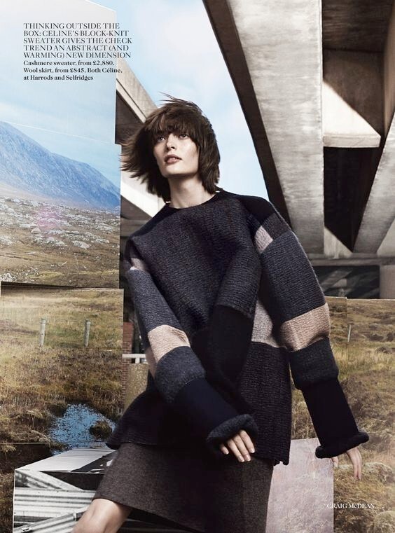 CÉLINE Old Celine Fall 2013 Grey Gray Wool Flannel Plaid Skirt
