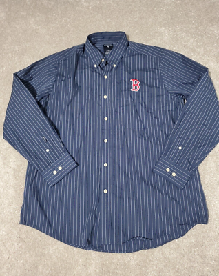 boston red sox dress shirt Men's Darius Rucker Collection by Fanatics White Pin Stripe Short Sleeve Button-Up Size: Medium 8% Spandex Lightweight ultra Men's Antigua Red Boston Sox