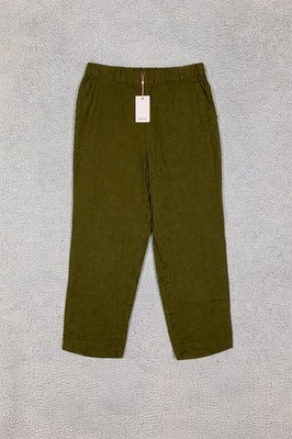 Quince Linen Tapered Ankle Pants Martini Olive Women Large L NWT Elastic Waist