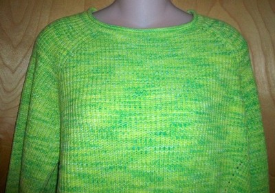 New Women's Style & Co Chartreuse Lime Green L/S Knit Sweater EXTRA EXTRA LARGE
