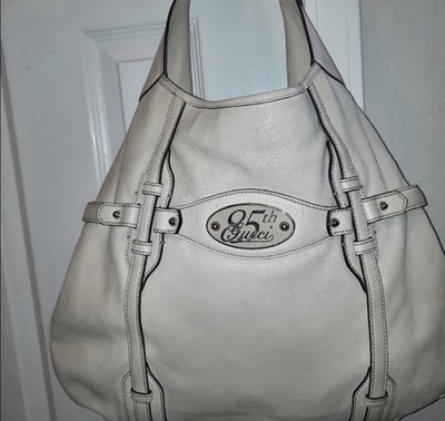 Gucci 85th Anniversary Horsebit Hobo Bag Cream Leather Vintage Italy Authentic