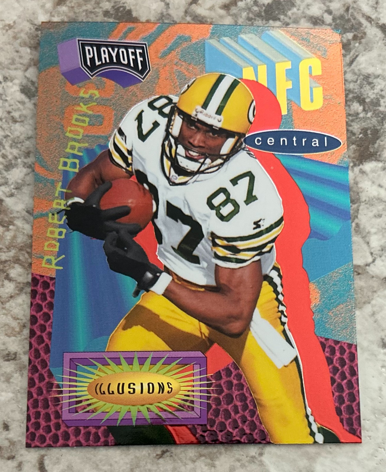 Robert Brooks 1996 Playoff Illusions SP Promo Card (Rainbow Foil) "Mint"