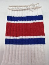 VTG Socks 90s NOS 18" Football Striped Red Royal Tube Soccer Acrylic USA 80s