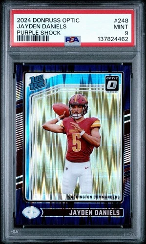 2024 Optic Jayden Daniels Purple Shock Prizm Rated Rookie#248 (RC) PSA 9 🔥