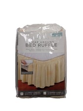 wrap around bed ruffle skirt fit 14" drop Queen and King size elastic fit beige