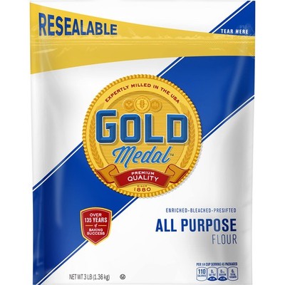 Gold Medal All Purpose Flour, 3 lb Resealable Bag
