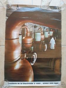 RARE Affiche poster original Distillerie Chartreuse salle des alambics 1980's