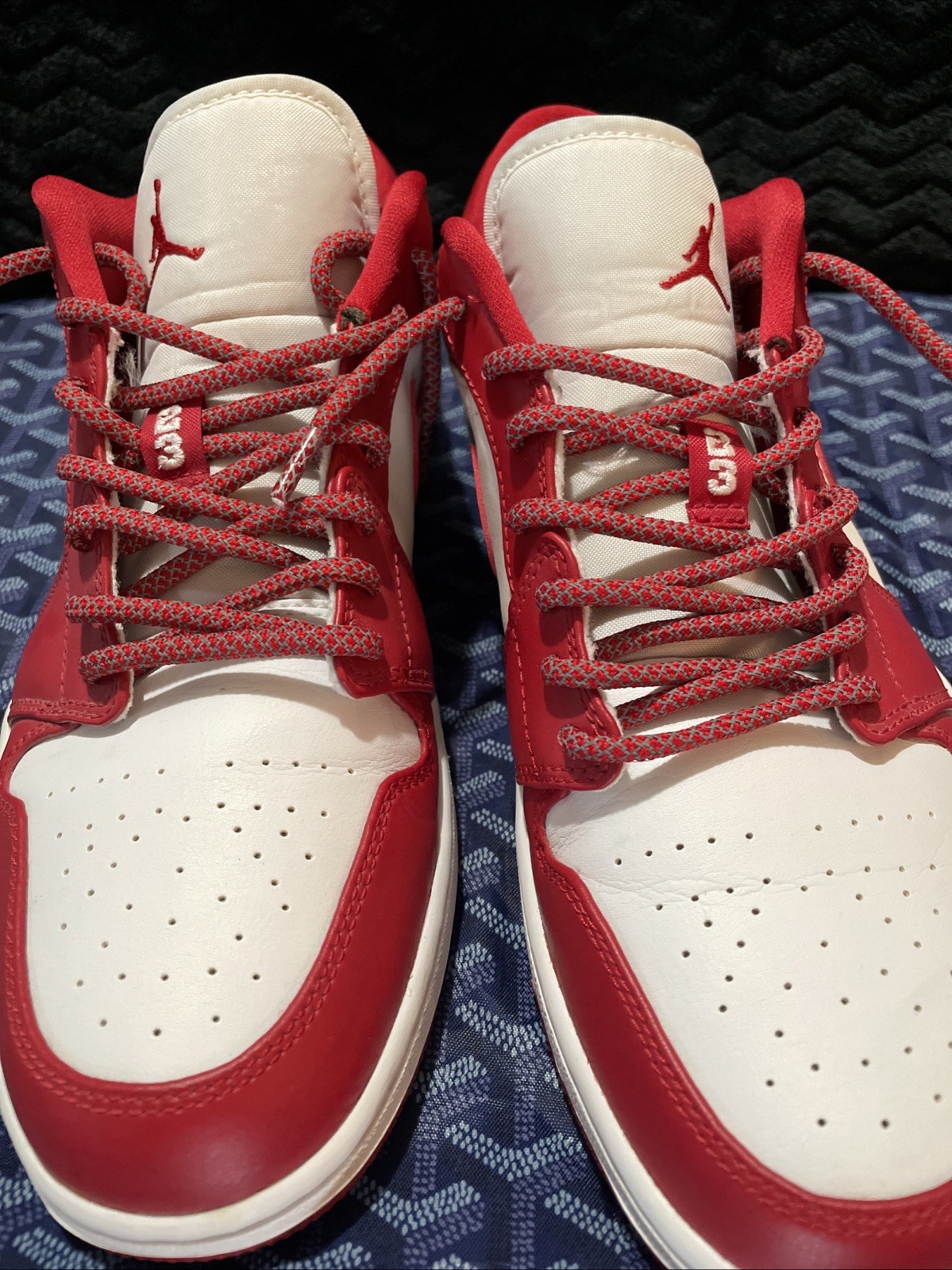 Nike Air Jordan 1 Low Gym Red White- Sz 10.5 Men's -VERY CLEAN- Reflective Laces thumbnail 9