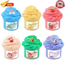 Premade 6 Pack Butter Slime with Peachybbies Watermelon Lemon Charms Squeeze Toy