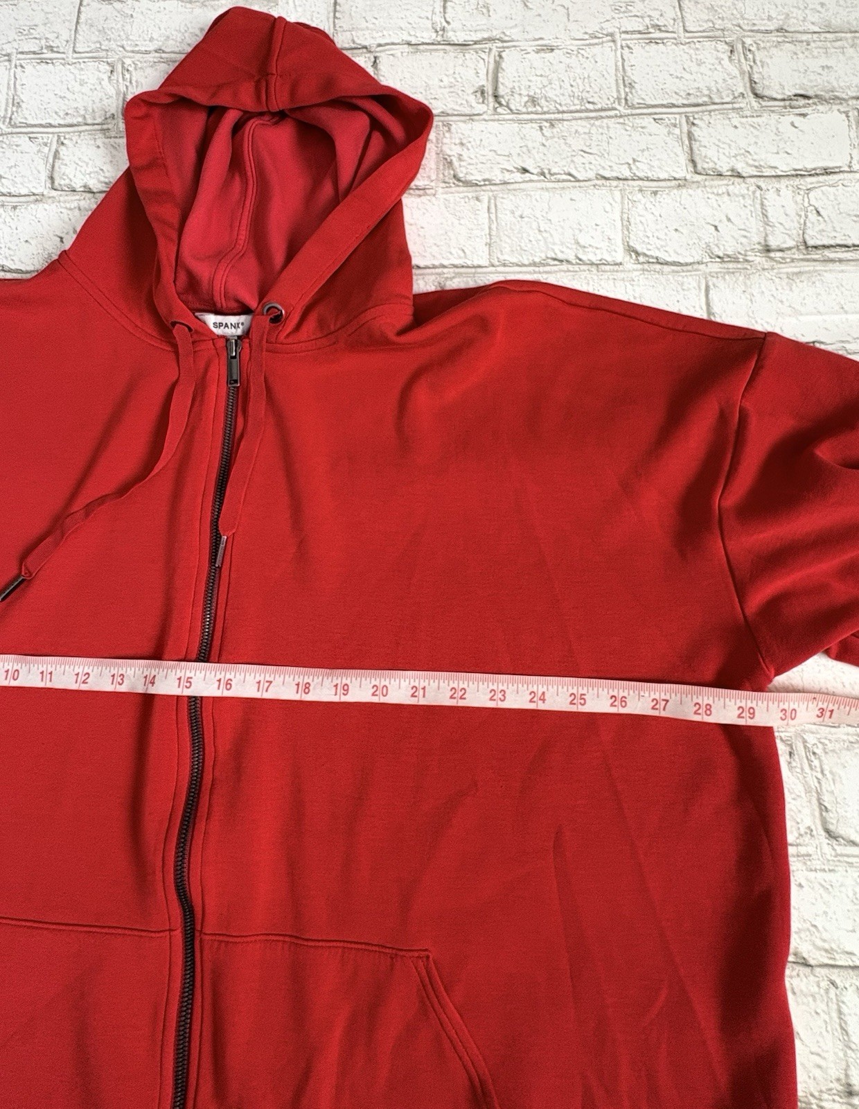 SPANX Brushed Air Essentials Full Zip Hoodie Red … - image 6