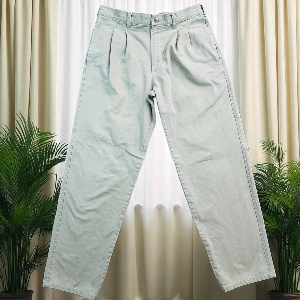 Pantalones Lee De Colección Para Hombre 33x29 Gris Plisado Informal Chino Espalda Plana Bolsillos con Botones Foto 2 de 4