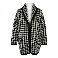 MAX STUDIO Houndstooth Open Front Long Cardigan Size XS Womens NWT