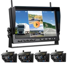 iPoster 10.1" Monitor DVR Wireless Solar Magnetic Backup Camera Truck Reversing