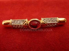 Broche Vintage SPHINX Étui style Katana Japon Samouraï – Bijou Doré Rouge