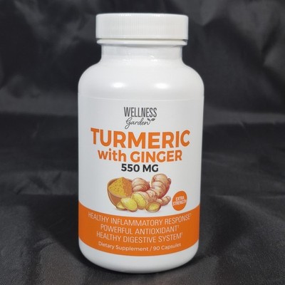 Turmeric with Ginger Capsules 550mg 90 Capsules Wellness Garden Exp. 07/2028