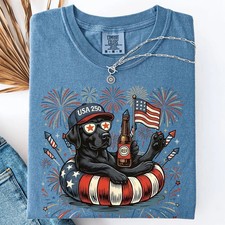 Patriotic Dog T-Shirt USA Flag 4th of July Dog Lover Gift Tee