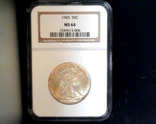 1943-P Walking Liberty .50 Cent NGC MS 64! Blast White! We Combine Shipping!
