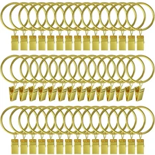 44 Pack Gold Curtain Rings with Clips, Curtain Clips for Drapes, Drapery Ring...