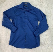 George blue sateen long sleeve dress shirt medium
