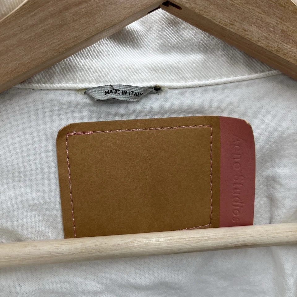 Jaqueta jeans masculina grande branca bordada caminhoneiro Acne Studios Bla Konst - Imagem 4 de 4