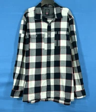 WRANGLER ATG Black PLAID Light Flannel ELBOW PATCHES BUTTON-UP Campsite Shirt L