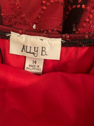 Ally B Kleid Mädchen 14 rot Perlen Schmuck Tüll Schimmer Anlass Party - Bild 8 von 8