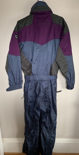 Tuta da sci vintage corridoio tuta da neve blu grigio viola taglia 44 ottime condizioni - Foto 7 di 15