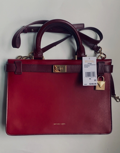 MICHAEL KORS Tatiana Leather Satchel Medium maroon/oxblood Gold Tone Hardware M - Picture 4 of 22