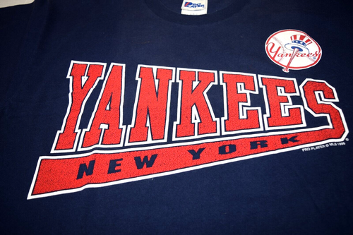 Vintage MLB T-Shirt New York Yankees Pro Player M/L 90s Puffy Script USA c.1996 - 第 2/11 張圖片