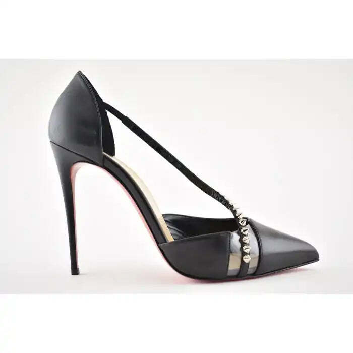 Christian Louboutin Spike Cross 100 Black PVC Silver Criss Christian Louboutin Spike Cross 100 Black PVC Silver Criss