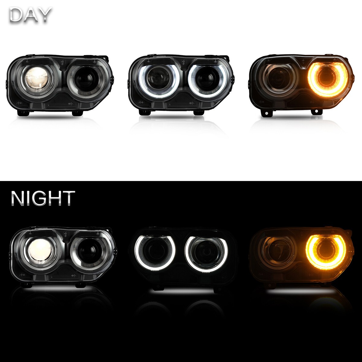 Fari Anteriori A Led Per Dodge Challenger 15-19 Vland RGB Dual Beam Projector Headlights Black - Foto 8
