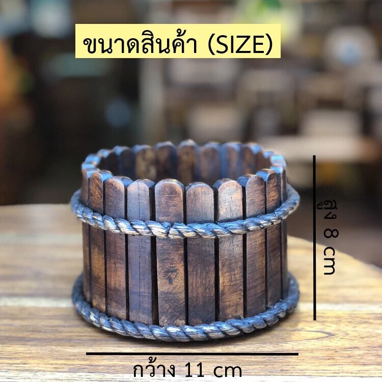 Cesta de flores de madera con forma redonda  Foto 4 de 4