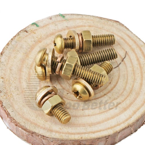 Brass Round Pan Head Phillips Machinescrew With Spring Washer/Flat Washers M3-M8 - Picture 6 of 7
