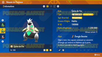 Pack Pokémon Écarlate/Violet FR – Paradoxe Violet Shiny 6IV LV100 + Master Ball – Pour Nintendo Switch